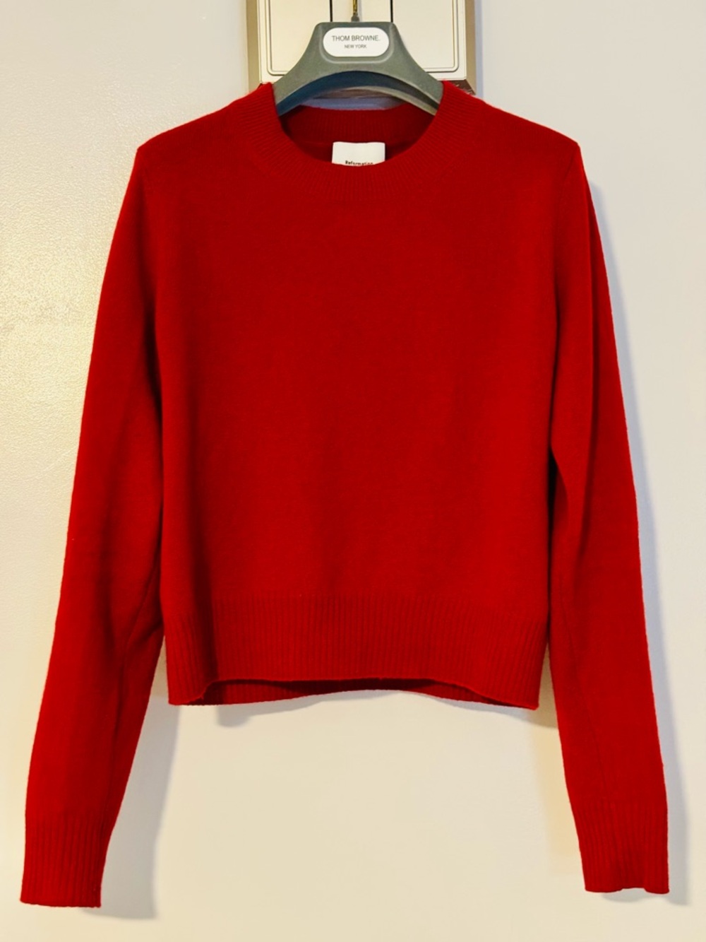 Reformation Red  Cashmere Crewneck Sweater